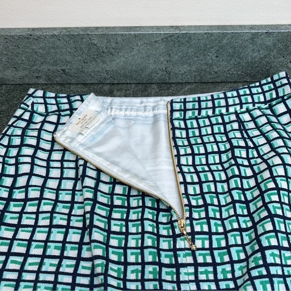 Kate Spade Judy Blue Green Checkered Pencil Skirt